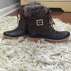 Fur-Topped Duck Boots